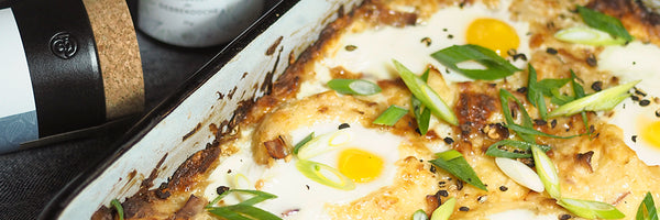 Kartoffel-Ei-Auflauf mit Allerlei für Debbekooche