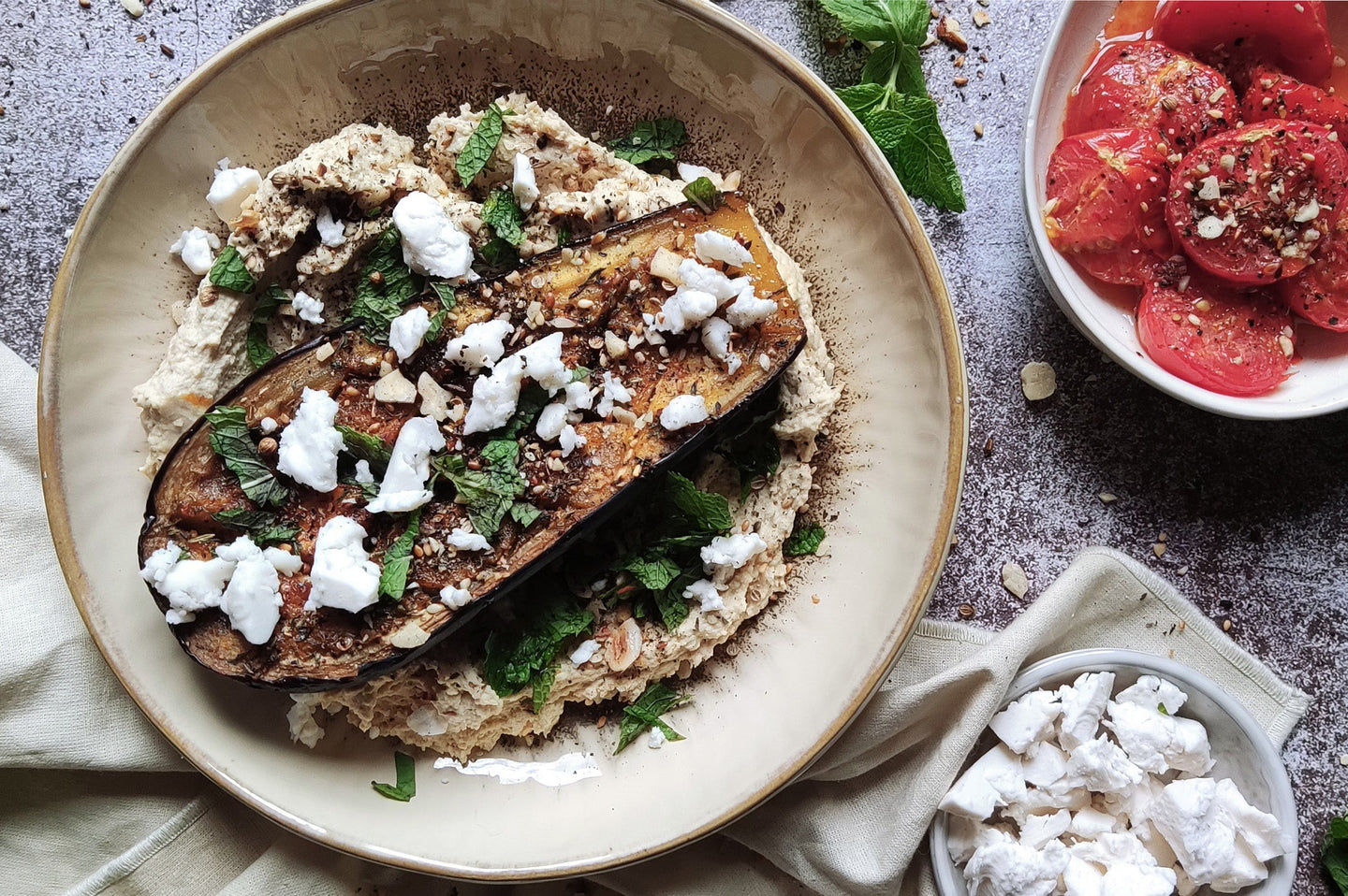 Ofen-Aubergine mit Dukkah