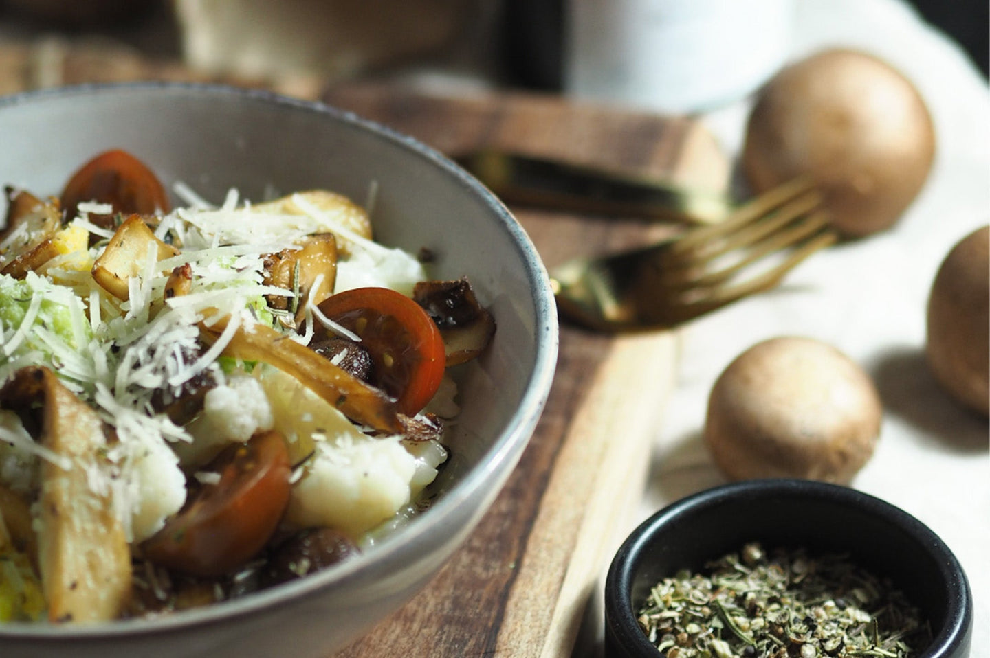 Blumenkohl-Pilz-Risotto mit Waldpilzgewürz