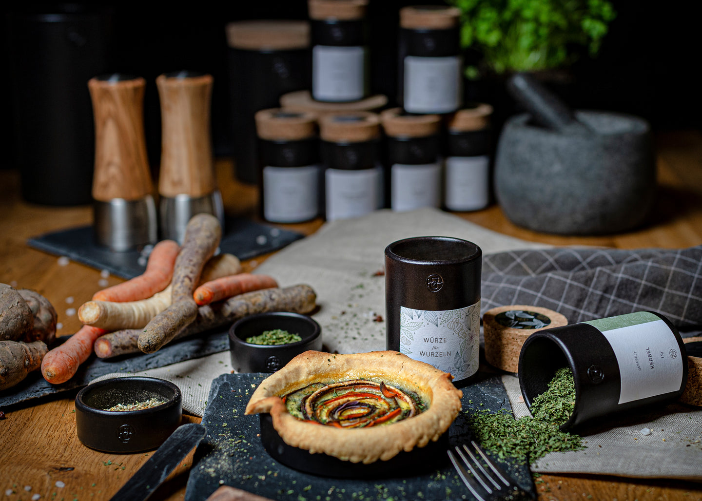 Wurzelgemüse-Quiche mit Würze für Wurzeln