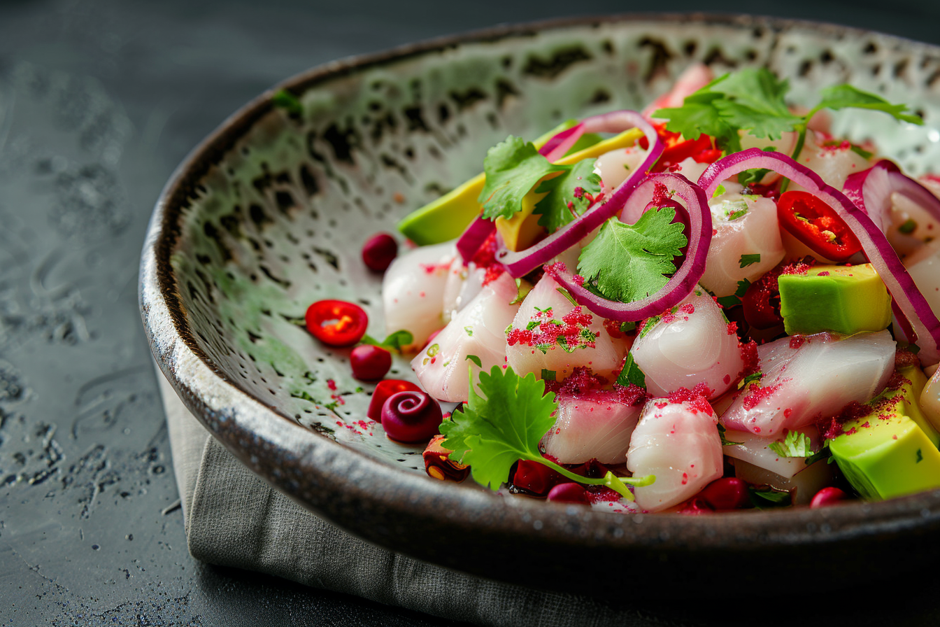 Ceviche mit Hibiskussalz und Avocado – Pfeffersack &amp; Soehne