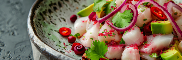 Rezeptbild_Produktseite_Hibiskus-Ceviche mit Avocado & Limette