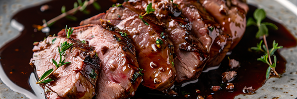 Rezeptbild_Produktseite_Lammfilet mit Stangenpfeffer-Rotwein-Jus – würzig & elegant