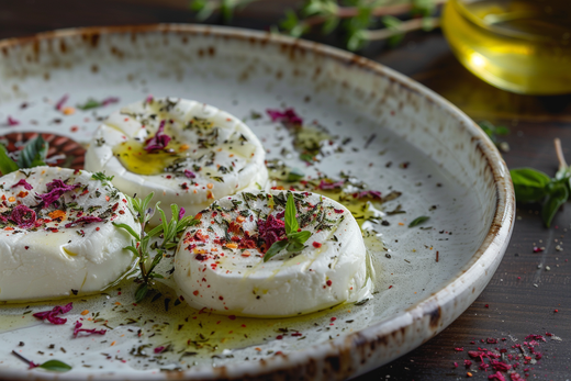 Ziegenfrischkäse mit Hibiskusblütensalz & Honig