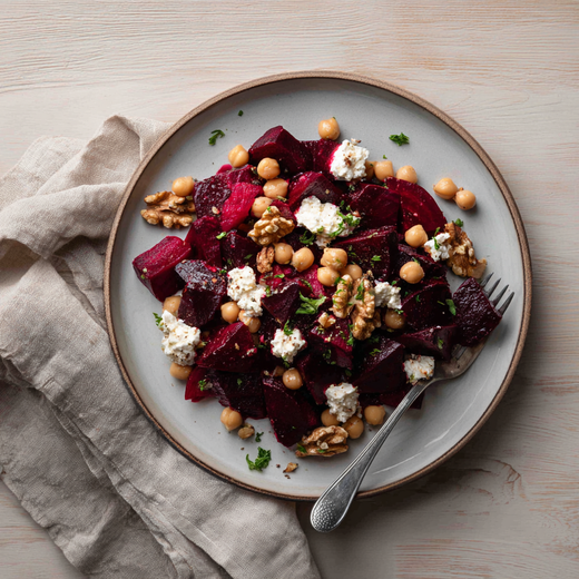 Rote Bete Salat – orientalisch mit Kichererbsen und Feta