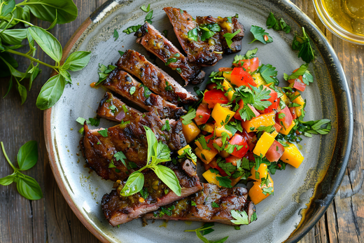 Spareribs vom Grill mit fruchtiger Mango-Tomaten-Salsa