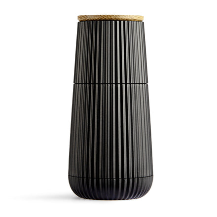 AdHoc Salz- und Pfeffermühle in Schwarz mit Holzdeckel – elegante Gewürzmühle im Pfeffersack & Soehne Onlineshop