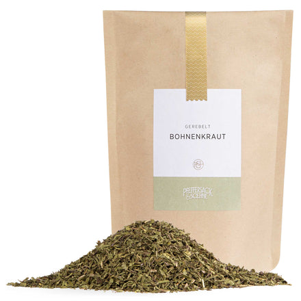 Bohnenkraut im Kraftbeutel von Pfeffersack & Soehne – gerebeltes Küchenkraut für Bohnen, Eintöpfe und Kartoffelgerichte.