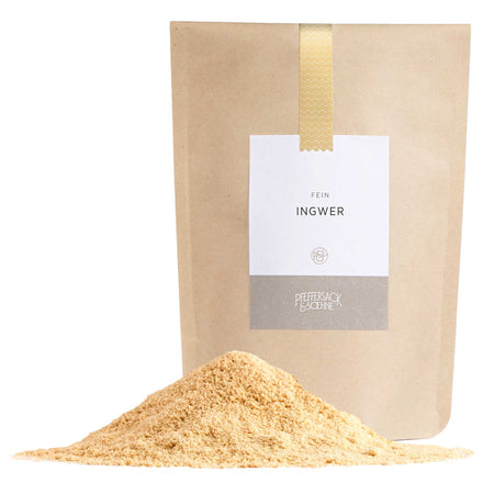 Gemahlener Ingwer im Nachfüllbeutel – zitronig-scharf und aromatisch, vielseitig einsetzbar in Tee, Curry und Backrezepten
