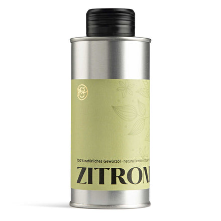 Zitronen Öl von Pfeffersack & Soehne in eleganter Metalldose – 100 % natürliches Gewürzöl mit frischer Zitronennote für Salate, Fisch, Pasta und mehr.